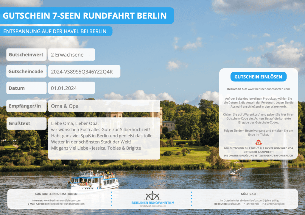 Gutschein 7-Seen Rundfahrt Berlin 2024