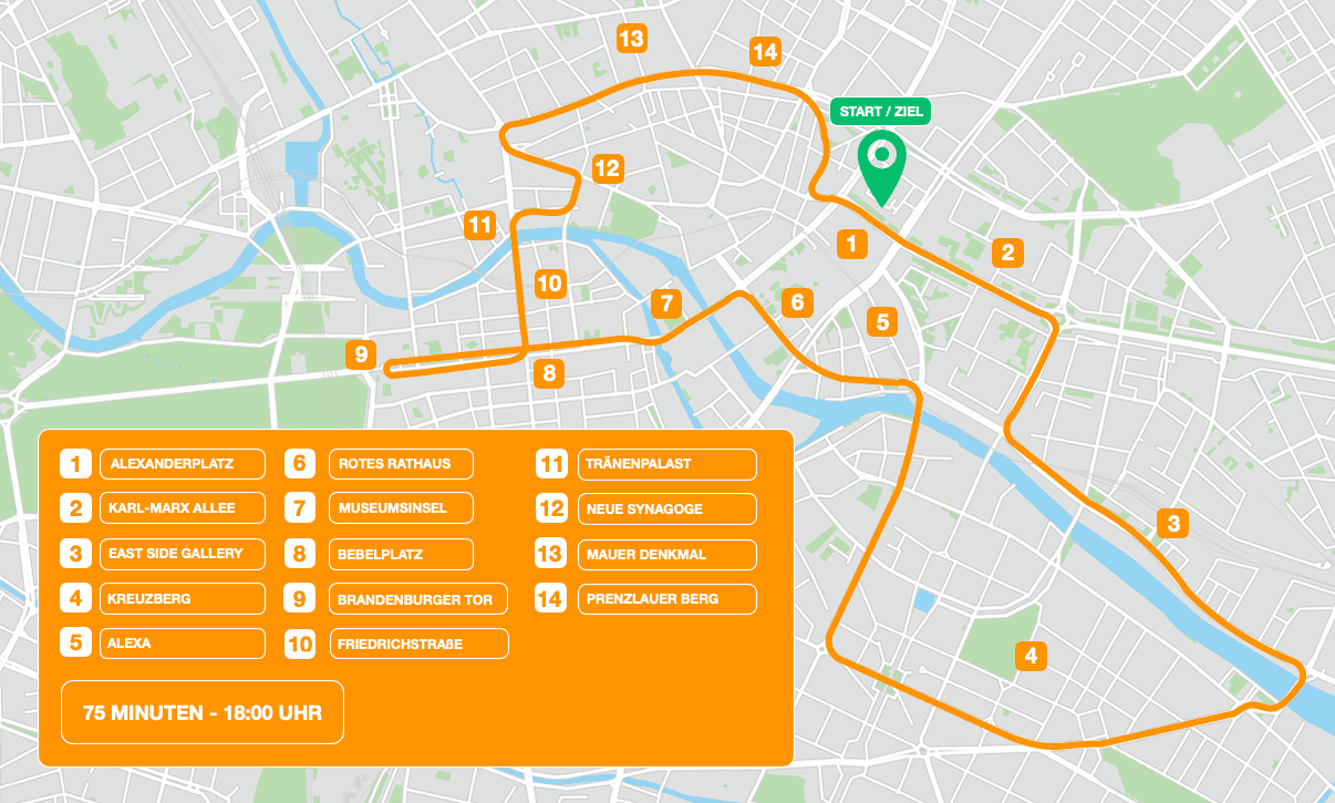 Route Abendliche Stadtrundfahrt Berlin BigBus